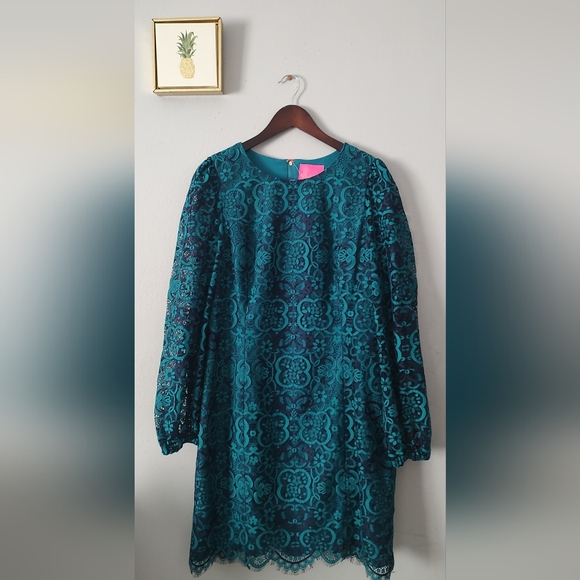 Elegant Blue Lace Dress - Picture 12 of 15